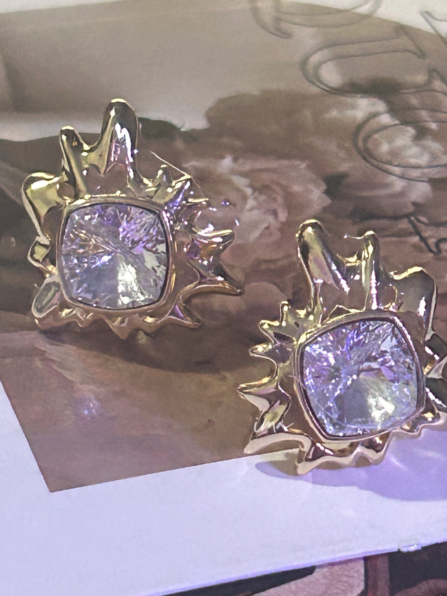 Sunstone stud earrings