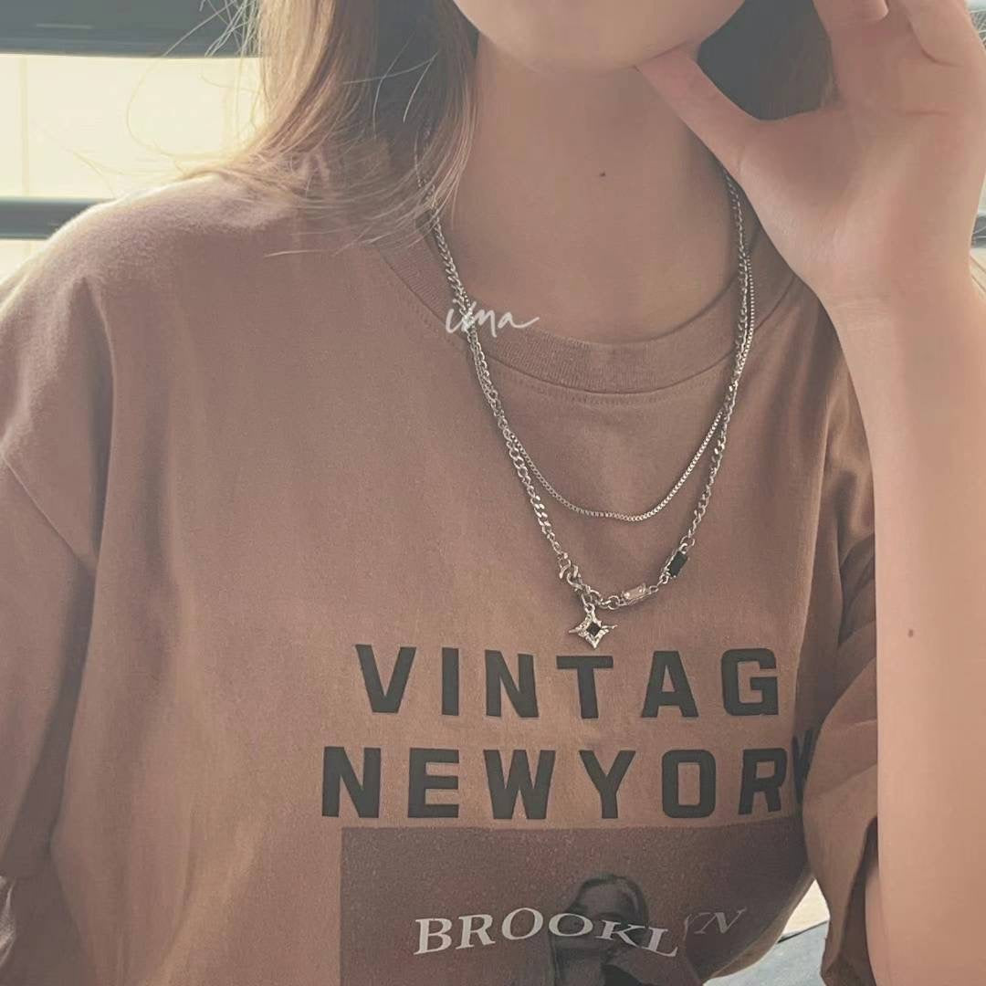 Star black zircon necklace