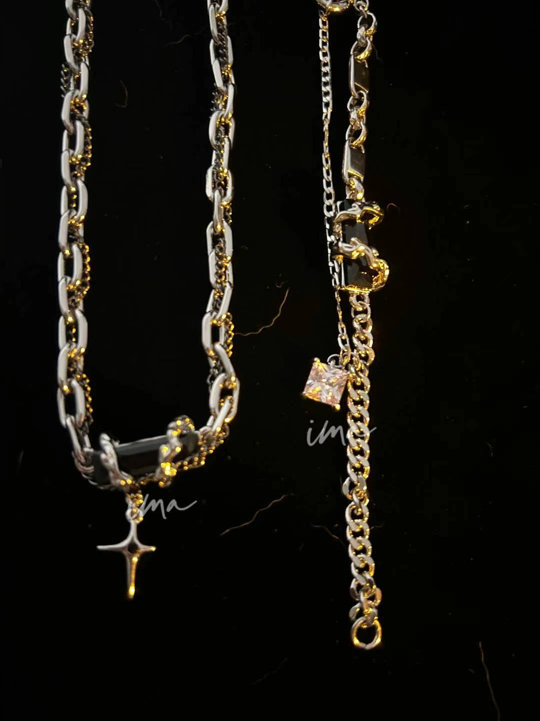 Obsidian miter necklace