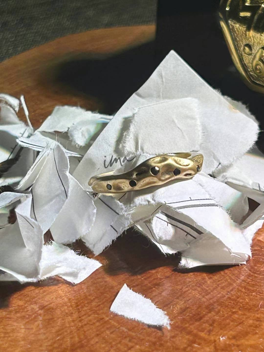 Yagu gold zircon open ring