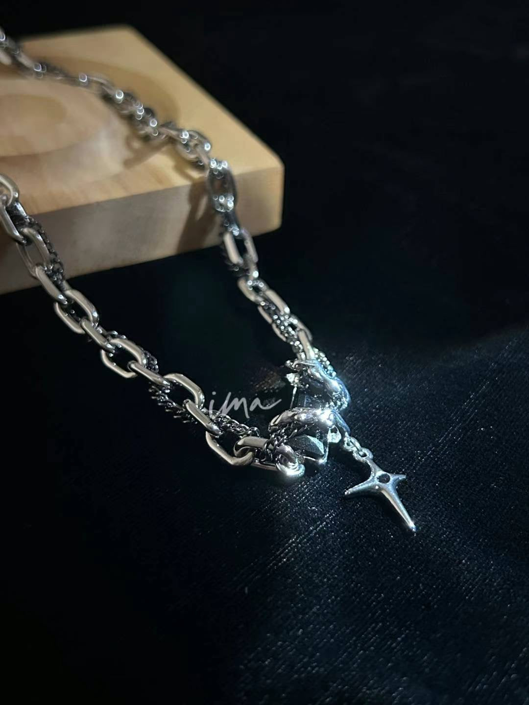 Obsidian miter necklace