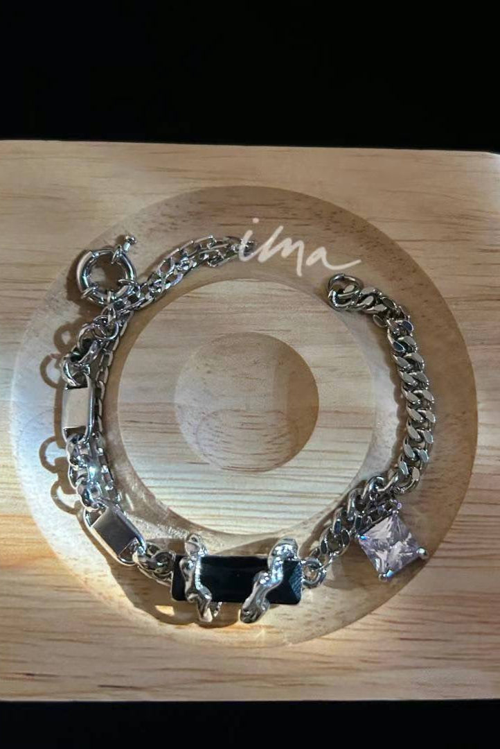 Obsidian miter bracelet