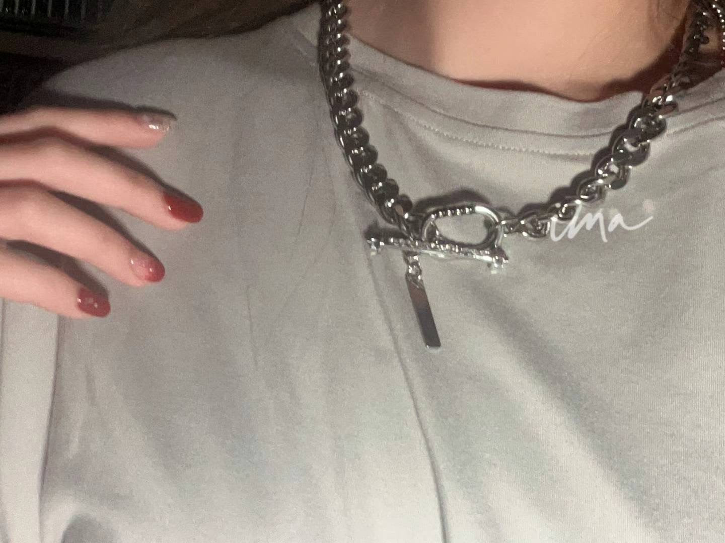 Cuban chain necklace with diamond ot buckle