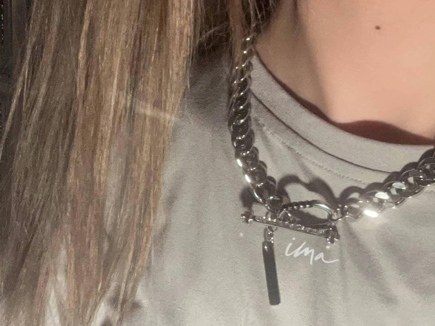 Cuban chain necklace with diamond ot buckle