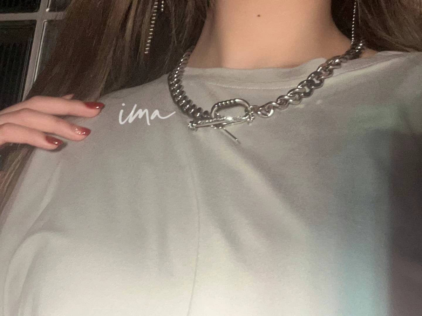 Cuban chain necklace with diamond ot buckle