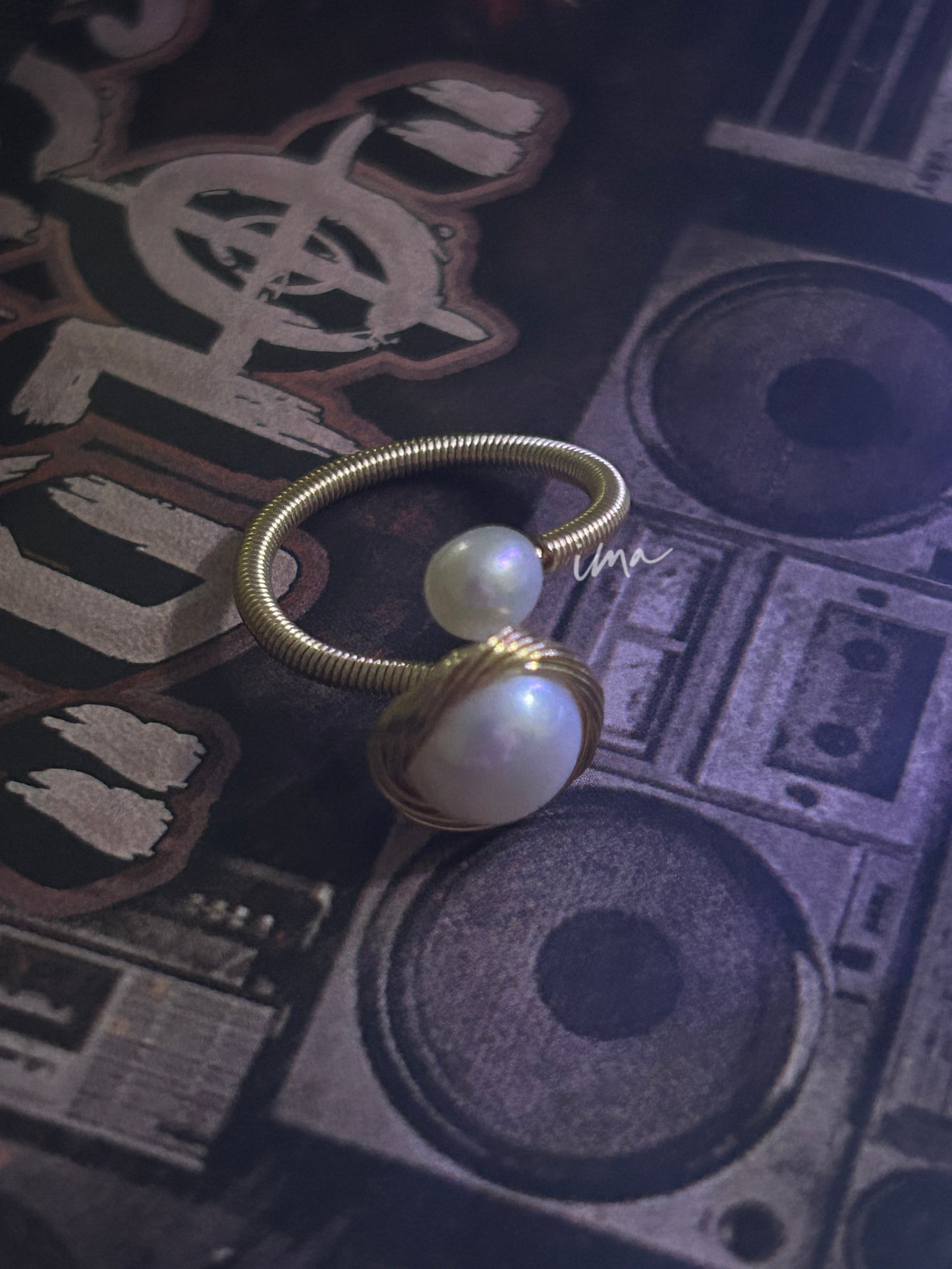 Hand-wound pearl ring