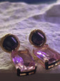 Cherry blossom zircon purple pearl earrings