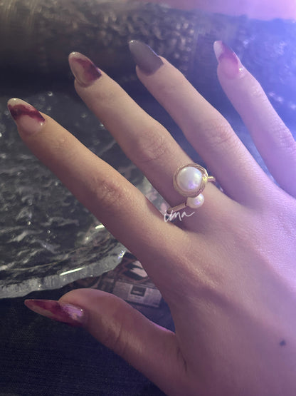 Hand-wound pearl ring