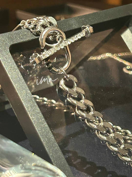 Cuban chain necklace with diamond ot buckle